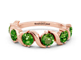 Rose gold Round Peridot Half Eternity Band with Wave Prong Setting_6