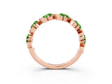 Rose gold Round Peridot Half Eternity Band with Wave Prong Setting_9