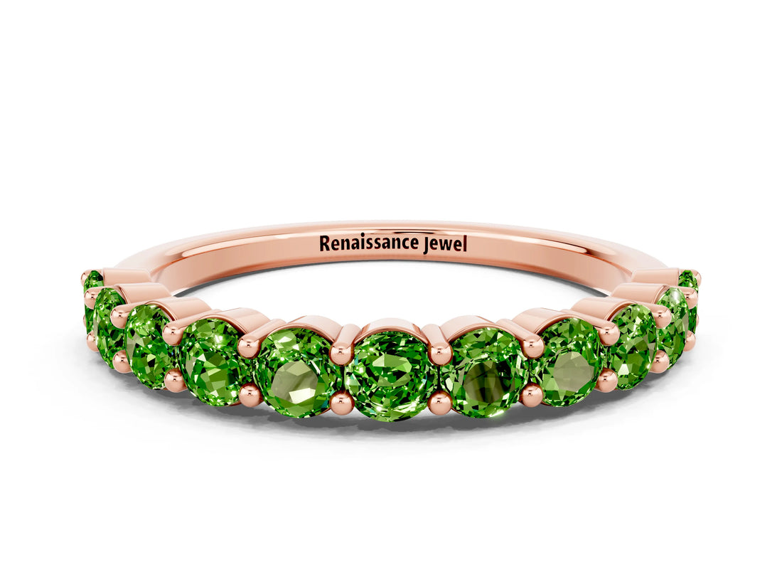 Rose gold Round Peridot Half-Eternity Prong-Set Band_6
