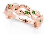 Rose gold Round Peridot Leaf Eternity Band with Bezel Setting_37