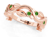 Rose gold Round Peridot Leaf Eternity Band with Bezel Setting_43