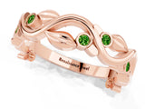 Rose gold Round Peridot Leaf Eternity Band with Bezel Setting_79
