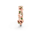 Rose gold Round Peridot Leaf Eternity Band with Bezel Setting_80