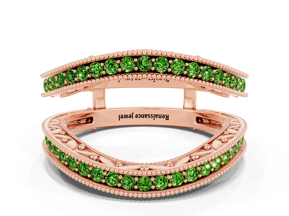 Rose gold Round Peridot Milgrain Eternity Band with Channel Setting_18