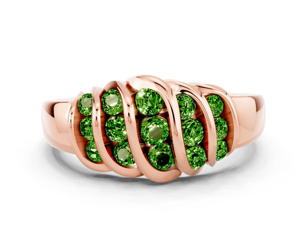 Rose gold Round Peridot Multi-Row Crossover Band