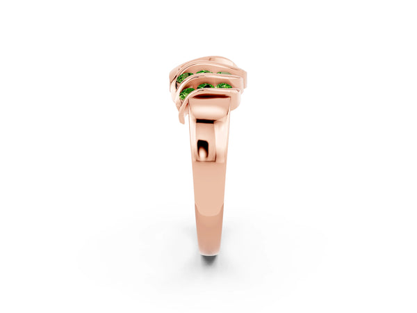 Rose gold Round Peridot Multi-Row Crossover Band