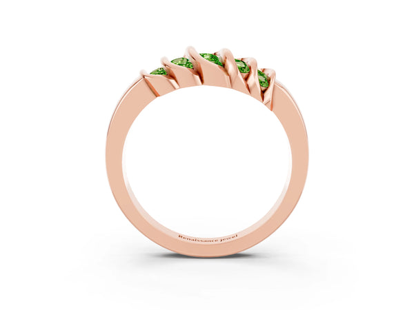 Rose gold Round Peridot Multi-Row Crossover Band