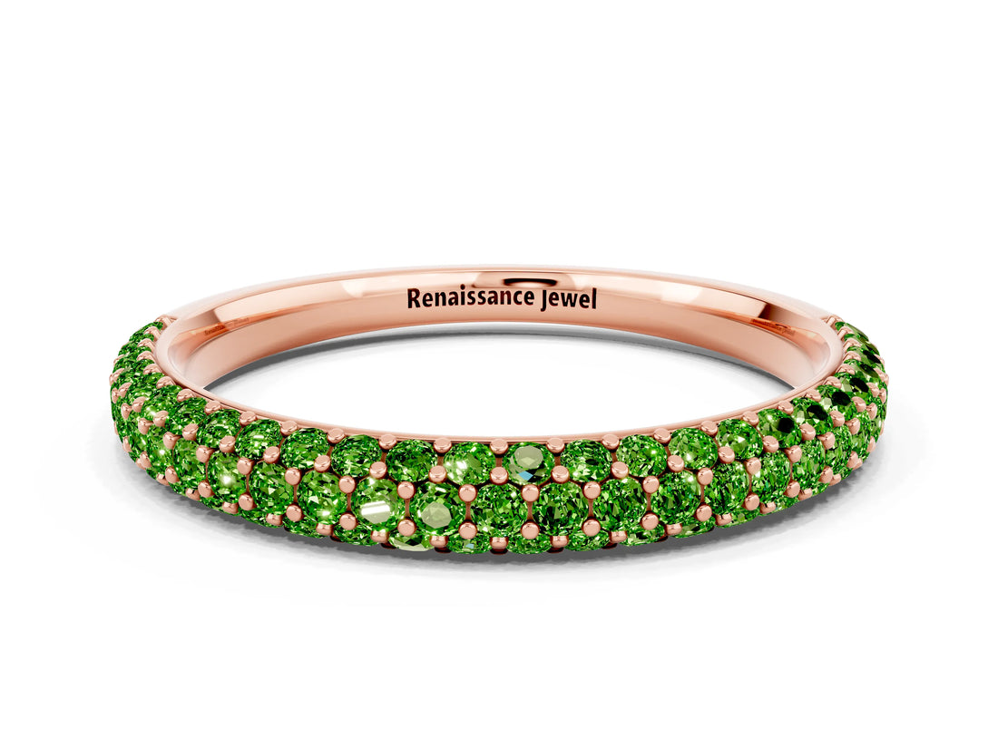 Rose gold Round Peridot Pavé Eternity Band with Shared Prong Setting_6