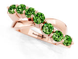 Rose gold Round Peridot Prong-Set Crossover Band_7