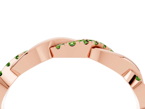 Rose gold Round Peridot Twist Eternity Band with Pavé Setting_10