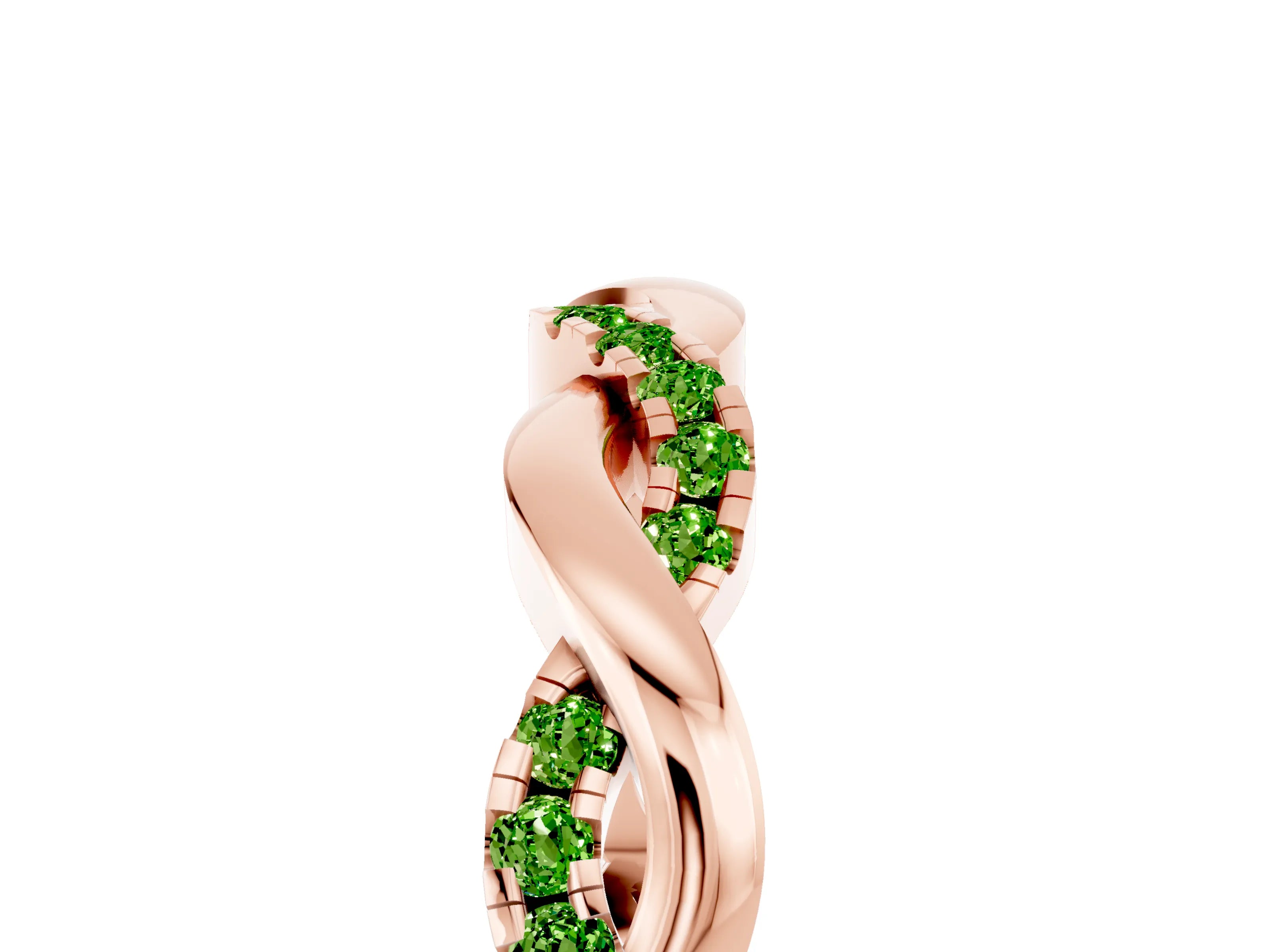 Rose gold Round Peridot Twist Eternity Band with Pavé Setting_11