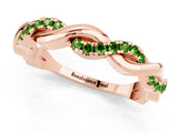 Rose gold Round Peridot Twist Eternity Band with Pavé Setting_7