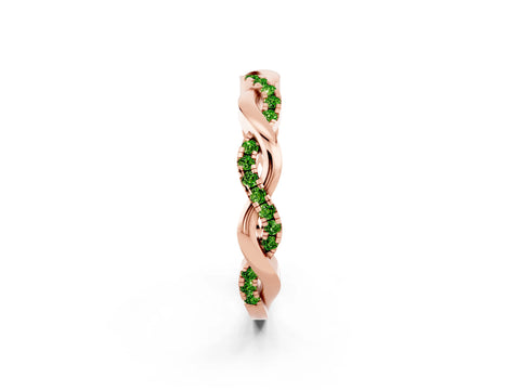 Rose gold Round Peridot Twist Eternity Band with Pavé Setting_8