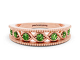 Rose gold Round Peridot Twist Milgrain Band with Bezel Setting_12