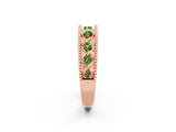 Rose gold Round Peridot Twist Milgrain Band with Bezel Setting_14