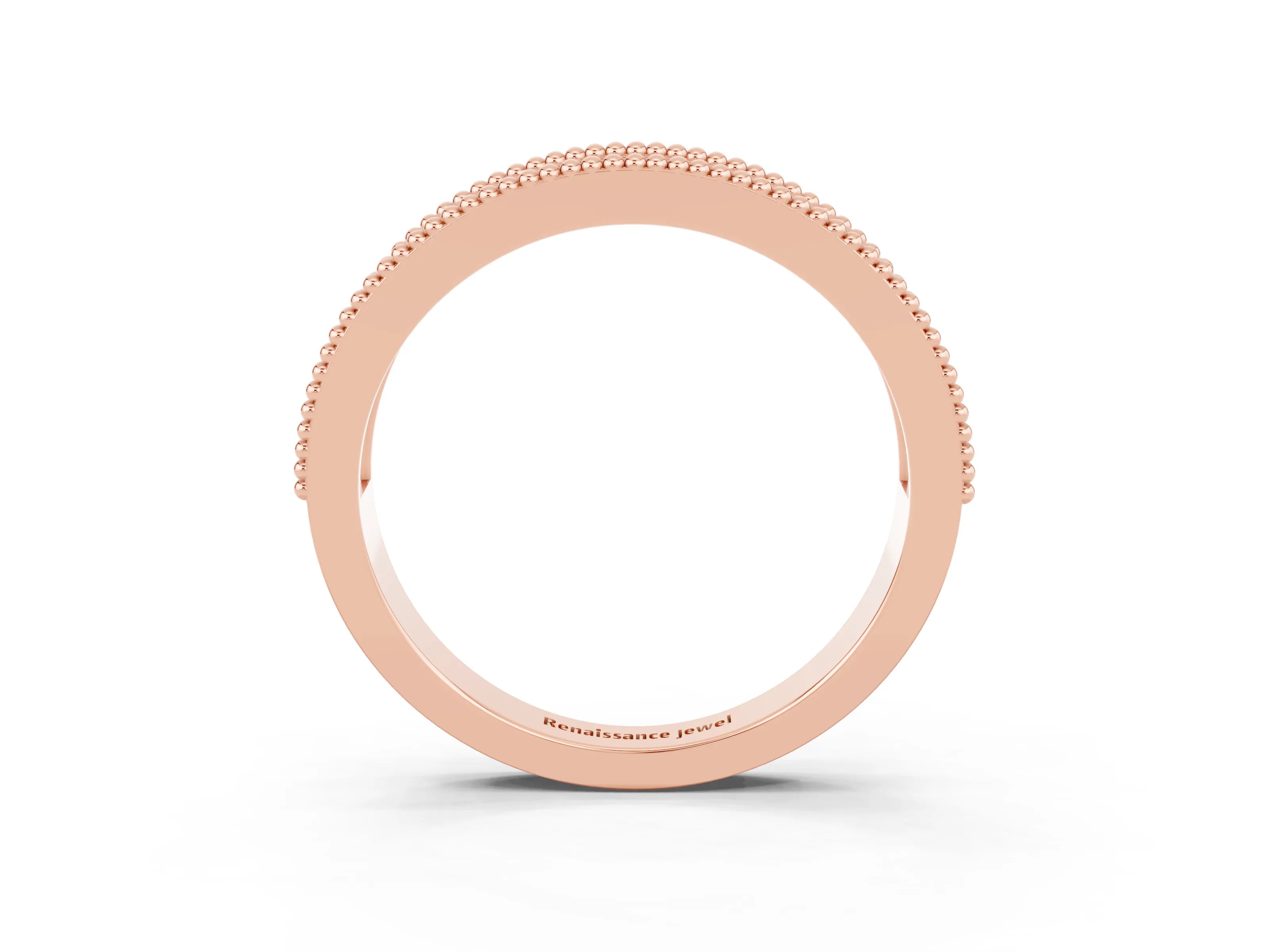Rose gold Round Peridot Twist Milgrain Band with Bezel Setting_15