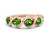 Rose gold Round Peridot Wave Band with Channel Setting and Shared Prongs_6