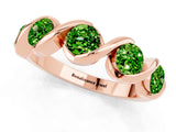Rose gold Round Peridot Wave Band with Channel Setting and Shared Prongs_7