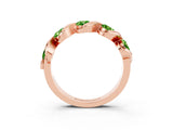 Rose gold Round Peridot Wave Band with Channel Setting and Shared Prongs_9
