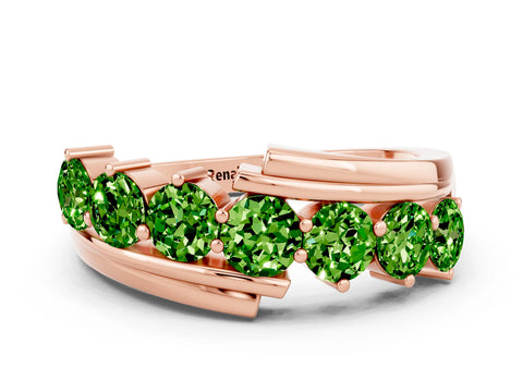 Rose gold Round Peridot Wave Band with Channel and Shared Prong Setting_18
