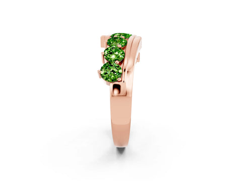 Rose gold Round Peridot Wave Band with Channel and Shared Prong Setting_20