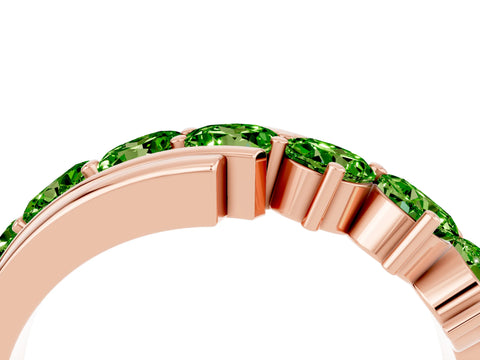 Rose gold Round Peridot Wave Band with Channel and Shared Prong Setting_22