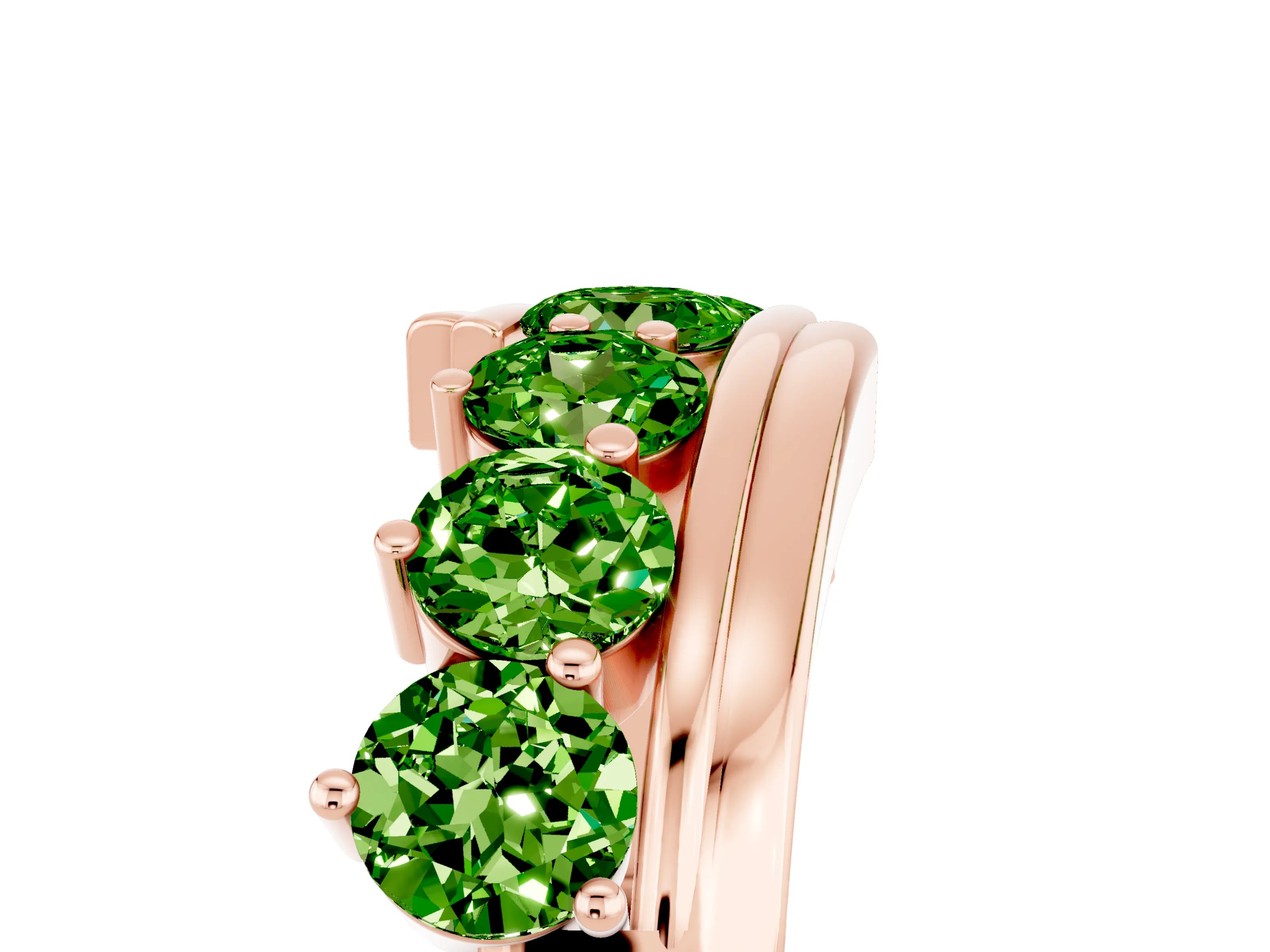 Rose gold Round Peridot Wave Band with Channel and Shared Prong Setting_23