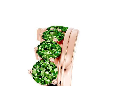 Rose gold Round Peridot Wave Band with Channel and Shared Prong Setting_23