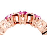 Rose gold Round Pink Sapphire Channel Set Band with X-Prong Detail_10
