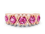 Rose gold Round Pink Sapphire Channel Set Band with X-Prong Detail_6