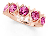 Rose gold Round Pink Sapphire Channel Set Band with X-Prong Detail_7