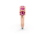 Rose gold Round Pink Sapphire Channel Set Band with X-Prong Detail_8