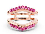 Rose gold Round Pink Sapphire Chevron Contour Band with Prong Setting_18