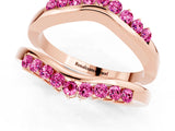Rose gold Round Pink Sapphire Chevron Contour Band with Prong Setting_19