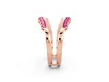 Rose gold Round Pink Sapphire Chevron Contour Band with Prong Setting_20