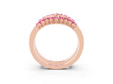 Rose gold Round Pink Sapphire Chevron Contour Band with Prong Setting_21