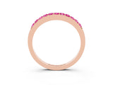 Rose gold Round Pink Sapphire Curved Wedding Band with Channel Setting_21