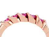 Rose gold Round Pink Sapphire Eternity Band with Twist Prong Setting_10