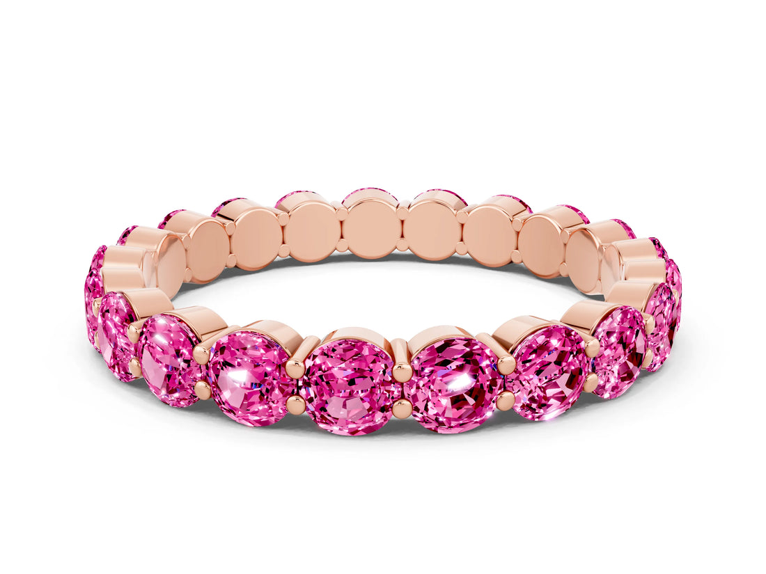 Rose gold Round Pink Sapphire Eternity Band with U-Prong Setting_42