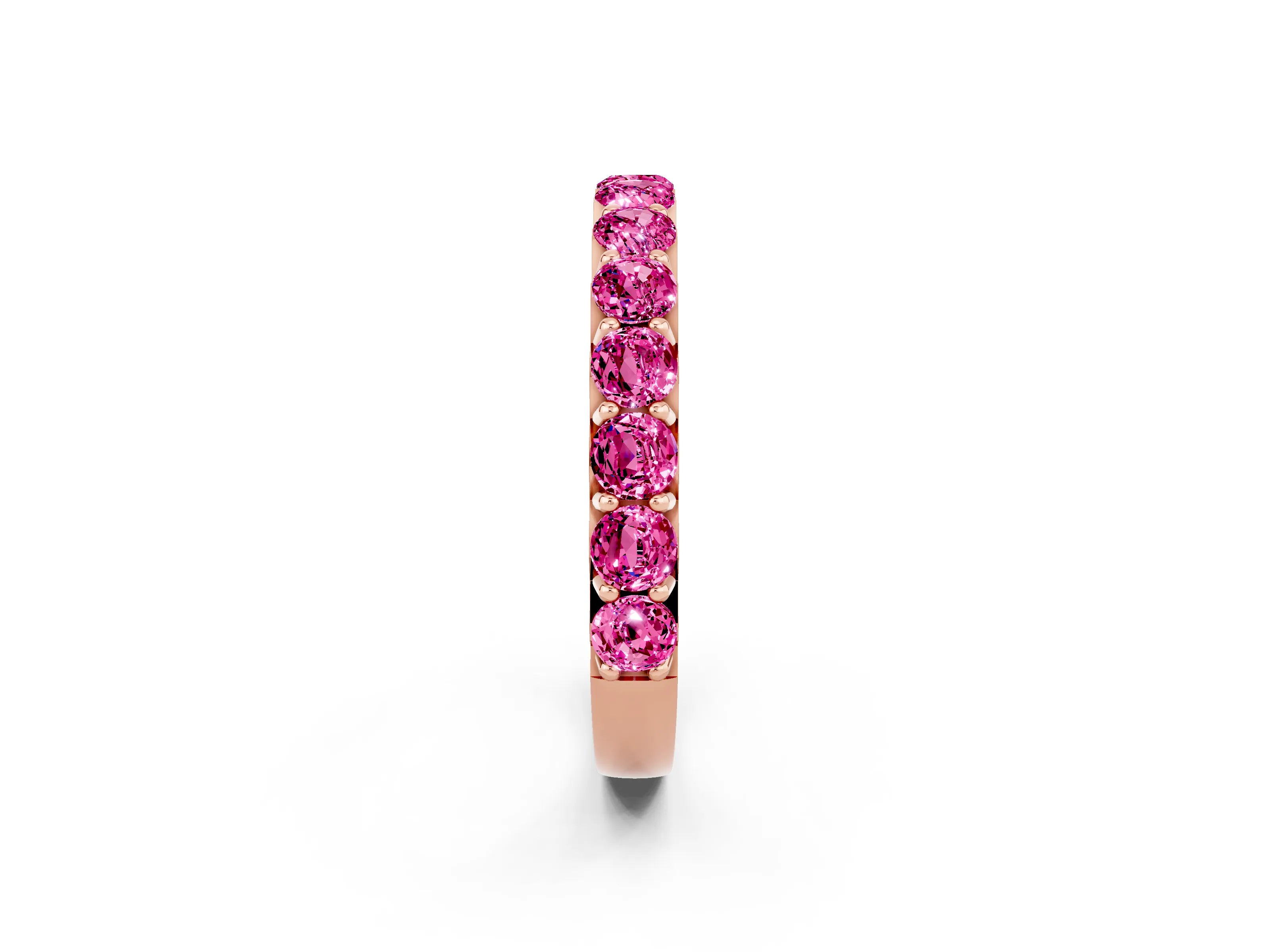 Rose gold Round Pink Sapphire Half Eternity Band with Classic Prong Setting_20