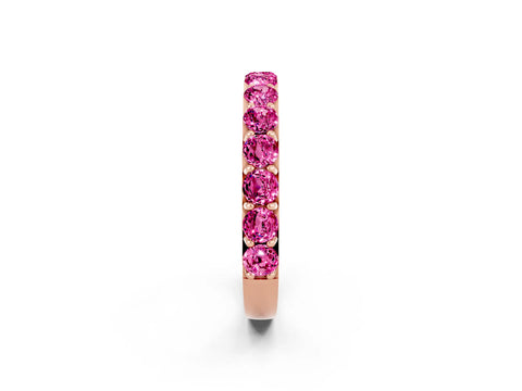 Rose gold Round Pink Sapphire Half Eternity Band with Classic Prong Setting_20