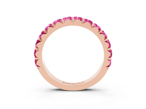 Rose gold Round Pink Sapphire Half Eternity Band with Classic Prong Setting_21
