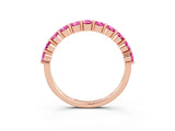 Rose gold Round Pink Sapphire Half Eternity Band with Prong Setting_21