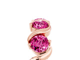 Rose gold Round Pink Sapphire Half Eternity Band with Wave Prong Setting_11
