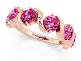 Rose gold Round Pink Sapphire Half Eternity Band with Wave Prong Setting_7