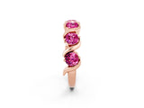 Rose gold Round Pink Sapphire Half Eternity Band with Wave Prong Setting_8