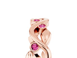 Rose gold Round Pink Sapphire Leaf Eternity Band with Bezel Setting_41