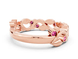Rose gold Round Pink Sapphire Leaf Eternity Band with Bezel Setting_42