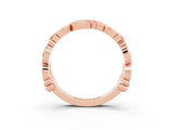 Rose gold Round Pink Sapphire Leaf Eternity Band with Bezel Setting_45