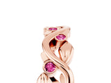 Rose gold Round Pink Sapphire Leaf Eternity Band with Bezel Setting_47